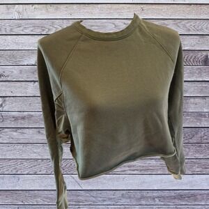 Alo Yoga - Croptop pullover top Slit Back Mesh Breathable Sage Green Athleisure
